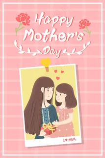 母亲节女儿送妈妈礼物拍立得照片