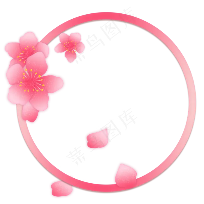 樱花春季花季粉色圆圈,免抠元素(2000X2000(DPI:300))psd模版下载