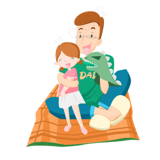 父亲与女儿游玩插图