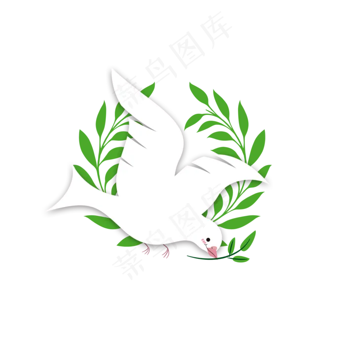 和平橄榄枝和平鸽手绘小清新国外(2000X2000(DPI:300))psd模版下载