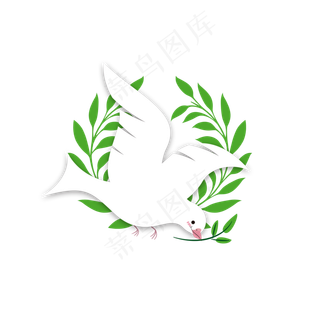 和平橄榄枝和平鸽手绘小清新国外