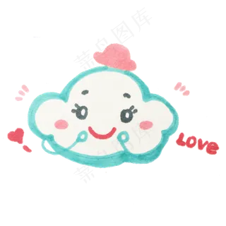 可爱手绘云朵免扣素材