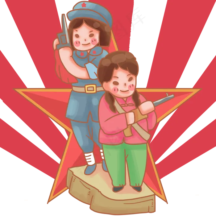 革命复古人物女军人(2000X2000(DPI:300))psd模版下载