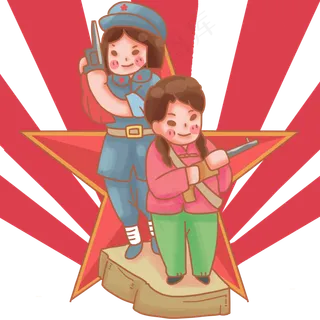 革命复古人物女军人