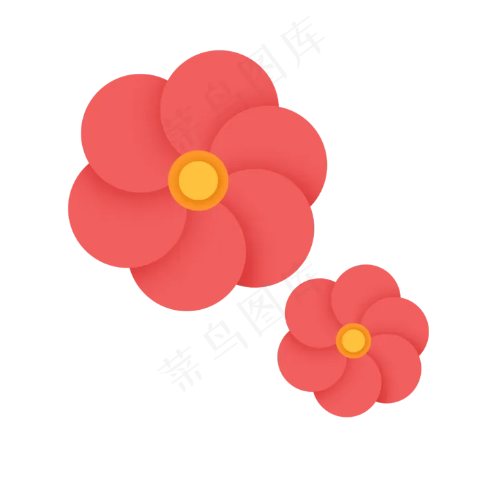 立体剪纸红色的花(3000X3000(DPI:300))psd模版下载