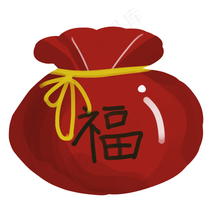 红色手绘福袋元素,免抠元素