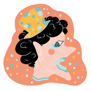 愚人节小丑侧面夸张妆容免抠元素