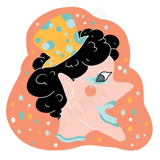 愚人节小丑侧面夸张妆容免抠元素