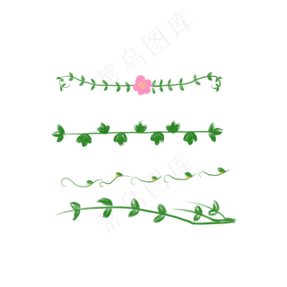 卡通绿色花藤分割线