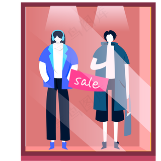 促销的卡通橱窗