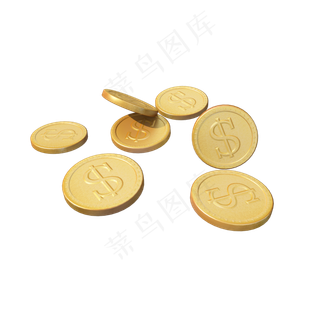 C4D双十一电商装饰散落的金币