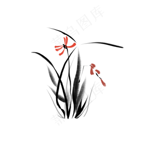 中国风水墨画兰花