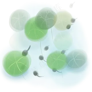 水墨淡彩荷叶和,免抠元素