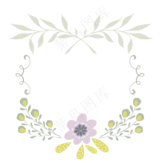 清新树叶边框花卉边框