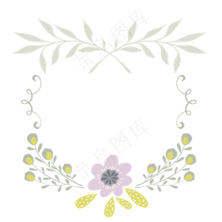 清新树叶边框花卉边框