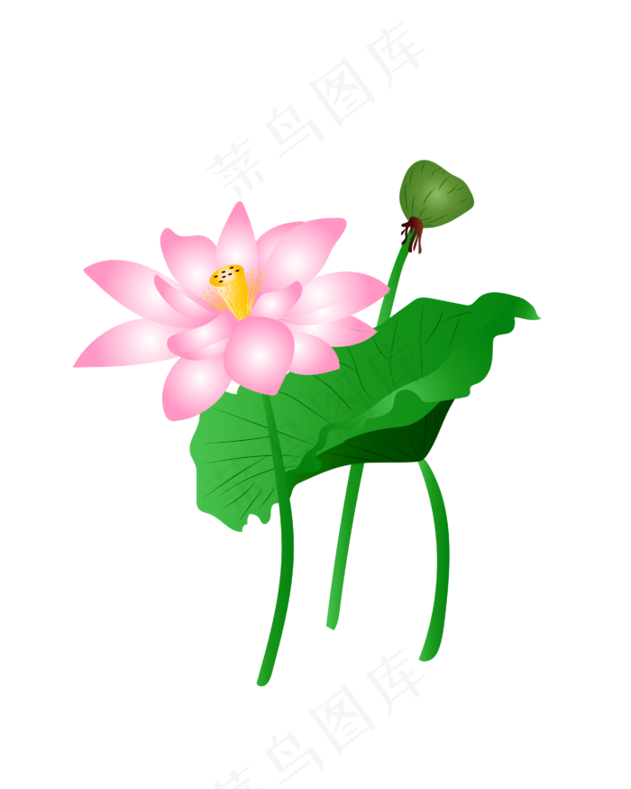 手绘卡通免扣荷花,免抠元素(4167*5208px 300 dpi )ai矢量模版下载