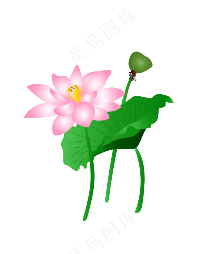 手绘卡通免扣荷花,免抠元素(4167*5208px 300 dpi )ai矢量模版下载