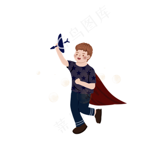 玩飞机的超人小男孩