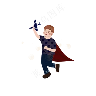 玩飞机的超人小男孩