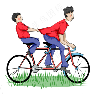 父亲节父亲孩子骑自行车游玩免抠