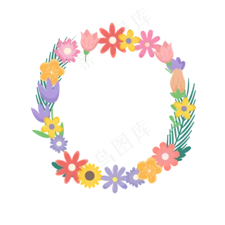 夏季夏天多彩花环装饰免扣素材