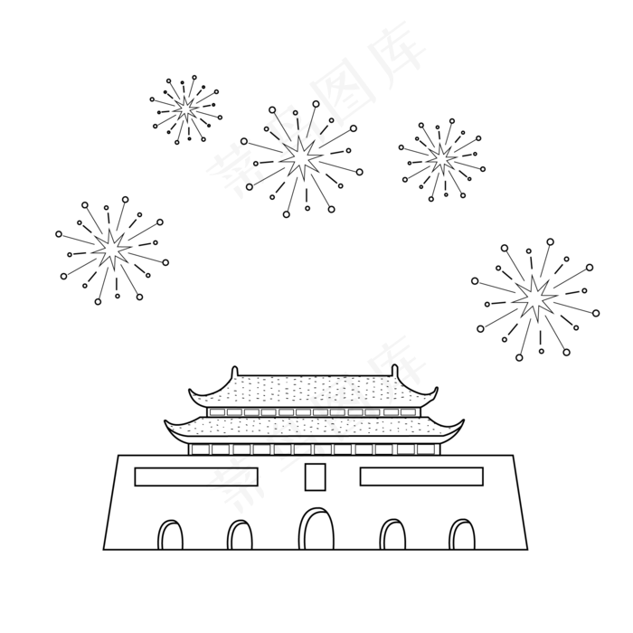 *线稿礼花线条(2000*2000px 300 dpi )ai矢量模版下载