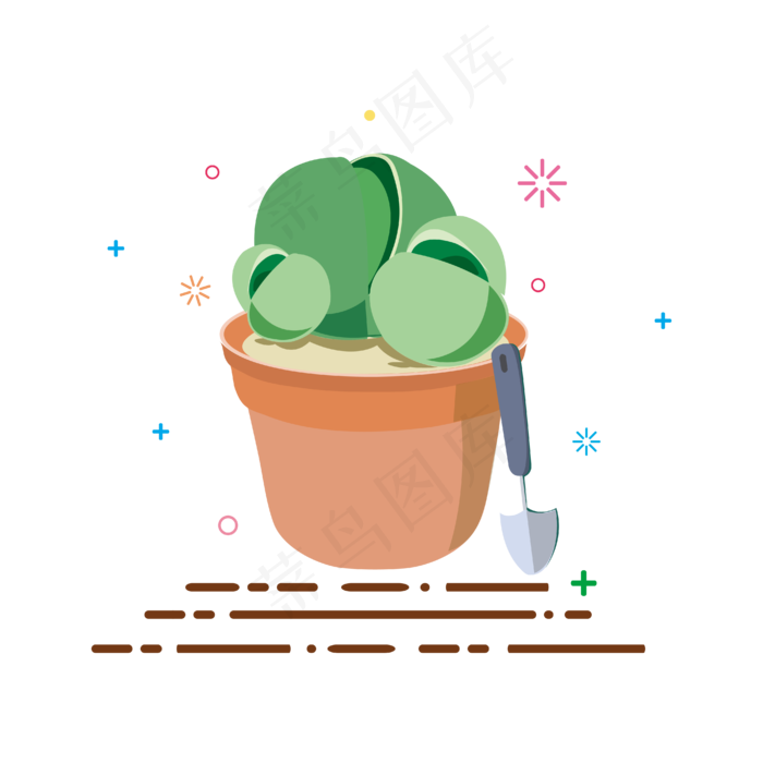 矢量手绘卡通多肉植物,免抠元素