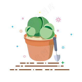 矢量手绘卡通多肉植物,免抠元素