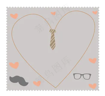 父亲节爱心邮票边框矢量免抠素材