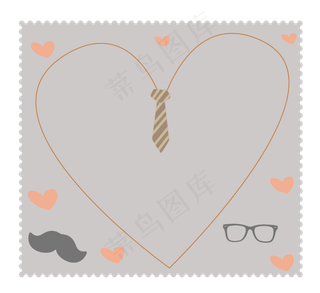 父亲节爱心邮票边框矢量免抠素材