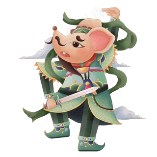 2020鼠年门神可爱萌老鼠新年新春,免抠元素