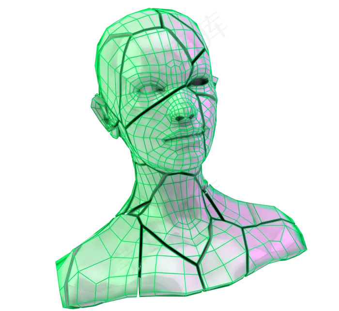 3D立体科技风蒸汽波人像,免抠元素(2184*2000px 300 dpi )psd模版下载