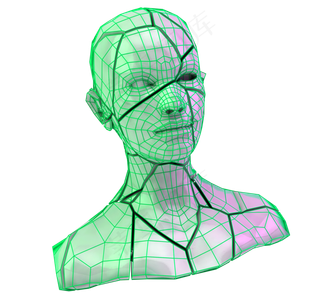 3D立体科技风蒸汽波人像,免抠元素