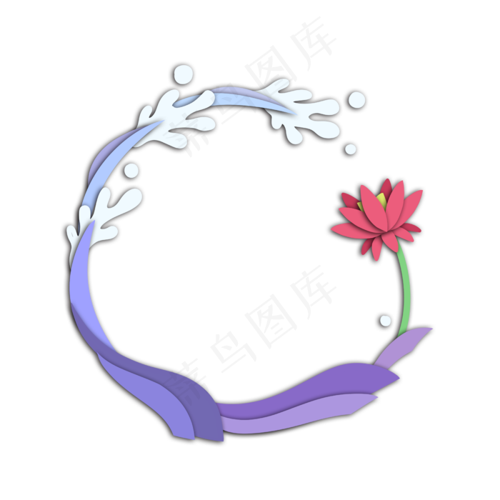 荷花边框逆流而上