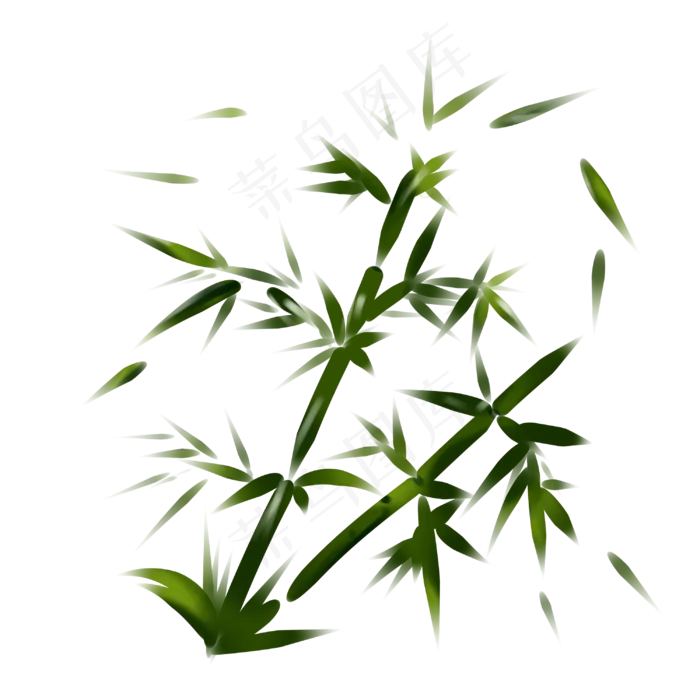 绿色竹子竹叶手绘装饰图案(3000X3000(DPI:299))psd模版下载