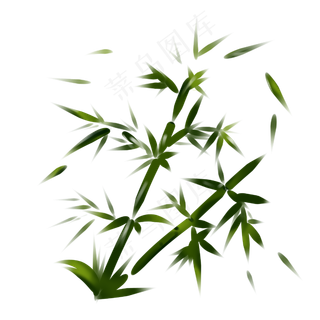绿色竹子竹叶手绘装饰图案