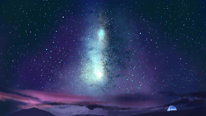 冷色系星空夜晚治愈通用场景(2880*1620px 300 dpi )psd模版下载