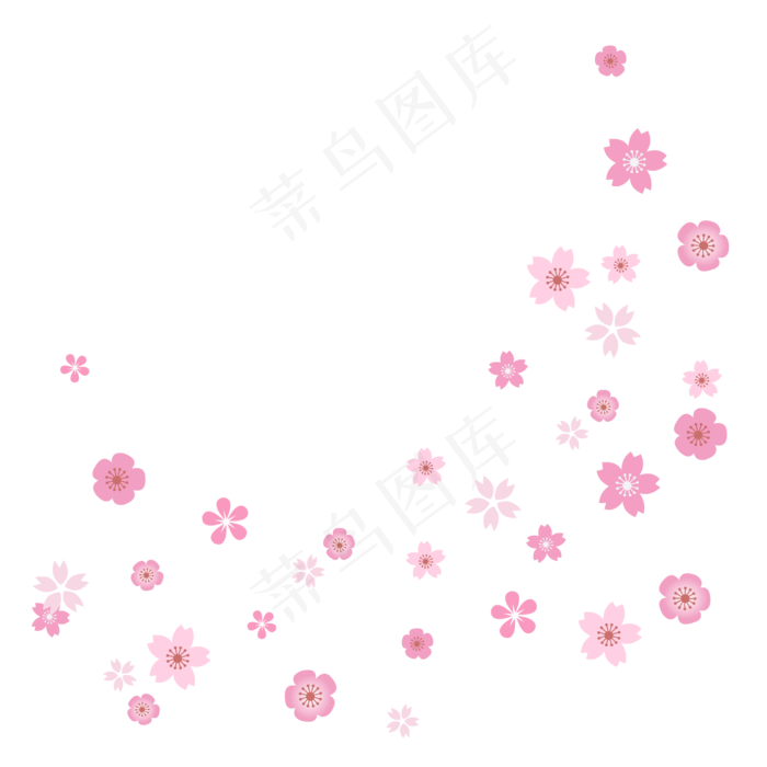 手绘植物粉红漂浮花瓣,免抠元素