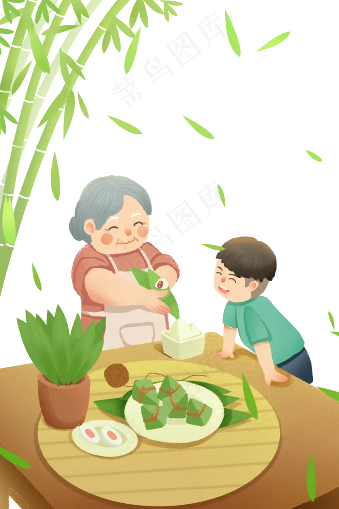 奶奶在包粽子(2000X2999(DPI:300))psd模版下载