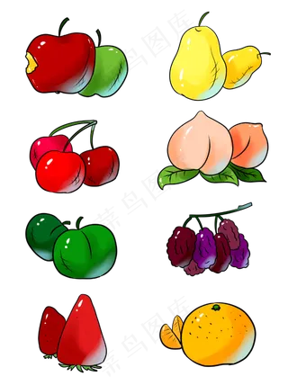 商用手绘矢量扁平化简约水果组合
