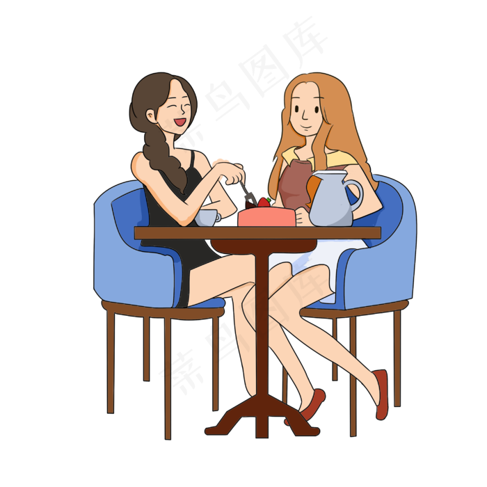 夏天喝清凉饮品解渴的女孩们