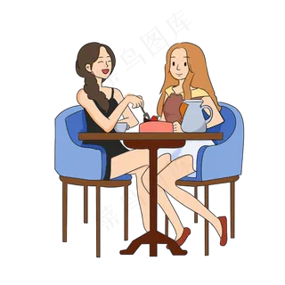 夏天喝清凉饮品解渴的女孩们