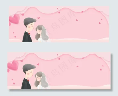 粉色桃花秋季婚博会淘宝banner电商