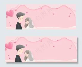 粉色桃花秋季婚博会淘宝banner电商