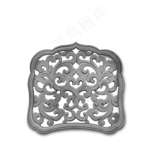 中国风江南园林建筑石雕镂空窗户,免抠元素