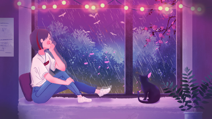 春天谷雨室内女孩(2880X1620(DPI:300))psd模版下载