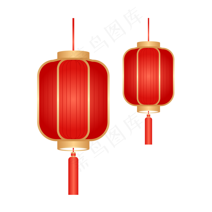 红金灯笼,免抠元素(2000*2000px 300 dpi )ai矢量模版下载