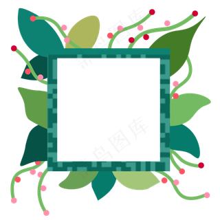 绿色系矢量通用二维码植物边框,免抠元素