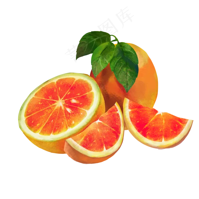 带叶子的西柚(2000X2000(DPI:300))psd模版下载