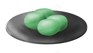 一盘青色野菜团子